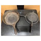 Vintage 11" Cast Iron Pan and Vintage Griswold Waffle Maker