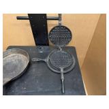 Vintage 11" Cast Iron Pan and Vintage Griswold Waffle Maker