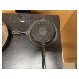 Vintage 11" Cast Iron Pan and Vintage Griswold Waffle Maker