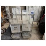 Small Rolling Metro Cart with Two Bottom Drawers and Eleven Plastic Multi-Purpose Bins (Cart 25" x 15.5" x 28")