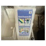 Small Rolling Metro Cart with Two Bottom Drawers and Eleven Plastic Multi-Purpose Bins (Cart 25" x 15.5" x 28")