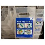 Small Rolling Metro Cart with Two Bottom Drawers and Eleven Plastic Multi-Purpose Bins (Cart 25" x 15.5" x 28")