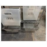 Small Rolling Metro Cart with Two Bottom Drawers and Eleven Plastic Multi-Purpose Bins (Cart 25" x 15.5" x 28")