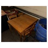 Vintage Wooden Dining Table with Four Matching Chairs