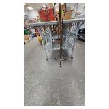 Wicker Table with Shelves, Very Nice Condition and Metal Plant Stand