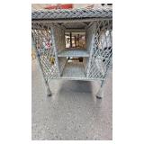Wicker Table with Shelves, Very Nice Condition and Metal Plant Stand