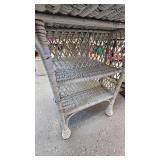 Wicker Table with Shelves, Very Nice Condition and Metal Plant Stand
