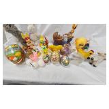 Assorted Easter Lot, Cardboard Eggs and Paper Mache Rabiit(1949)