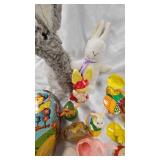 Assorted Easter Lot, Cardboard Eggs and Paper Mache Rabiit(1949)