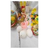 Assorted Easter Lot, Cardboard Eggs and Paper Mache Rabiit(1949)