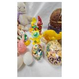 Assorted Easter Lot, Cardboard Eggs and Paper Mache Rabiit(1949)