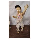 German Bisque Baseball Boy Doll with Removable arms, Approx 28"Tall
