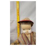German Bisque Baseball Boy Doll with Removable arms, Approx 28"Tall