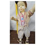 German Bisque Baseball Boy Doll with Removable arms, Approx 28"Tall