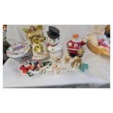 Assorted Vintage Christmas Lot with Paper Mache Santa/Snowman