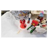 Assorted Vintage Christmas Lot with Paper Mache Santa/Snowman