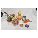 Spin Top, Roly Poly Toys, Wood Movable Kangaroo, Hand Games Lot