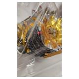 Christmas Lot with Tin Santa holding Pipe, Foil Decorations, Sleigh/Reindeer