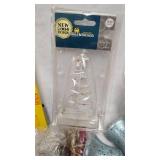 Christmas Lot with Tin Santa holding Pipe, Foil Decorations, Sleigh/Reindeer