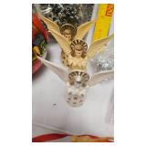 Christmas Lot with Tin Santa holding Pipe, Foil Decorations, Sleigh/Reindeer