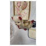 Assorted Vintage, Rubber Lamb, Butter Dish,  Planter, Doll Comb/Brush Set