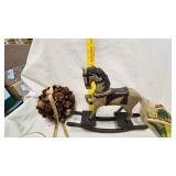 Small Rocking Horse, Roly Poly Bear, Dog Toy, Stone Dish, and Various