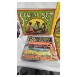 Vintage Sewing Set/Puzzles, Hoop A Loop Game, Spin Top