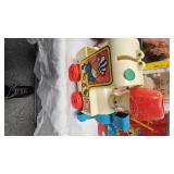 Vintage Wheel of Fortune Game, Hanna Barbara Litho Pail, and Stuffed Anmals