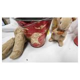 Vintage Wheel of Fortune Game, Hanna Barbara Litho Pail, and Stuffed Anmals