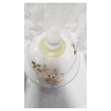 Flower Patter Sug/Creamer, Butter Dish(cracks as Shown), 12" Cake Stand