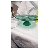 Flower Patter Sug/Creamer, Butter Dish(cracks as Shown), 12" Cake Stand