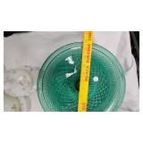 Flower Patter Sug/Creamer, Butter Dish(cracks as Shown), 12" Cake Stand