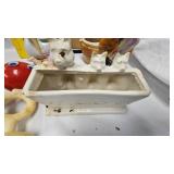 Bunny Covered Dish, Rubber Doll, Rattle, Alvin Chipmunk Glass, Planters