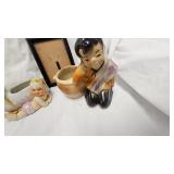 Bunny Covered Dish, Rubber Doll, Rattle, Alvin Chipmunk Glass, Planters