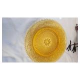 Amberr Glass Serving Tray/Metal Cardinal Sculpture