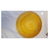 Amberr Glass Serving Tray/Metal Cardinal Sculpture