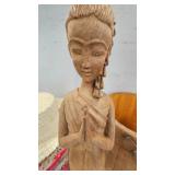 Hat Box, Wood Sculpture,  Basket w/Leather Straps