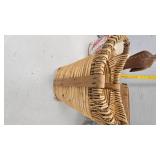 Hat Box, Wood Sculpture,  Basket w/Leather Straps