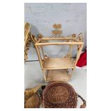 Coffee Table, Woven Shelf, And two Baskets