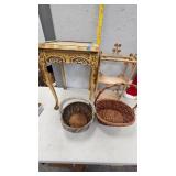 Coffee Table, Woven Shelf, And two Baskets