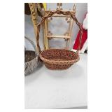 Coffee Table, Woven Shelf, And two Baskets