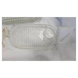 Clear Glass Basket/4 Oval Relish Dishes, Candles