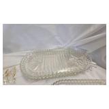 Clear Glass Basket/4 Oval Relish Dishes, Candles