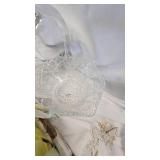 Clear Glass Basket/4 Oval Relish Dishes, Candles