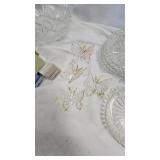 Clear Glass Basket/4 Oval Relish Dishes, Candles