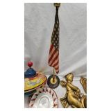 Gold Wall Sconce/Decore/Tin Planter/Holder and Spin Top