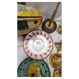 Gold Wall Sconce/Decore/Tin Planter/Holder and Spin Top