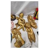 Gold Wall Sconce/Decore/Tin Planter/Holder and Spin Top