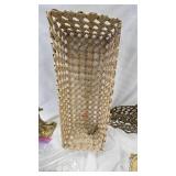 Brass  Mirror, Letter Holder and Picket Basket