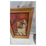 Cat Pics(raised), silver bell, wood puzzle and Misc Vintage